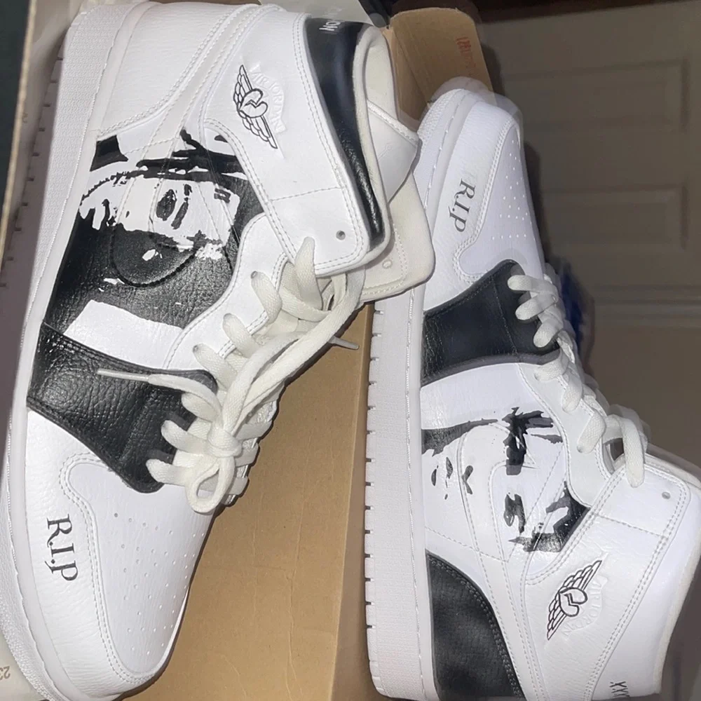 Black and White, Custom made Jordan Air Force 1’s (Mid) size 13’s. - Picture 5 of 5
